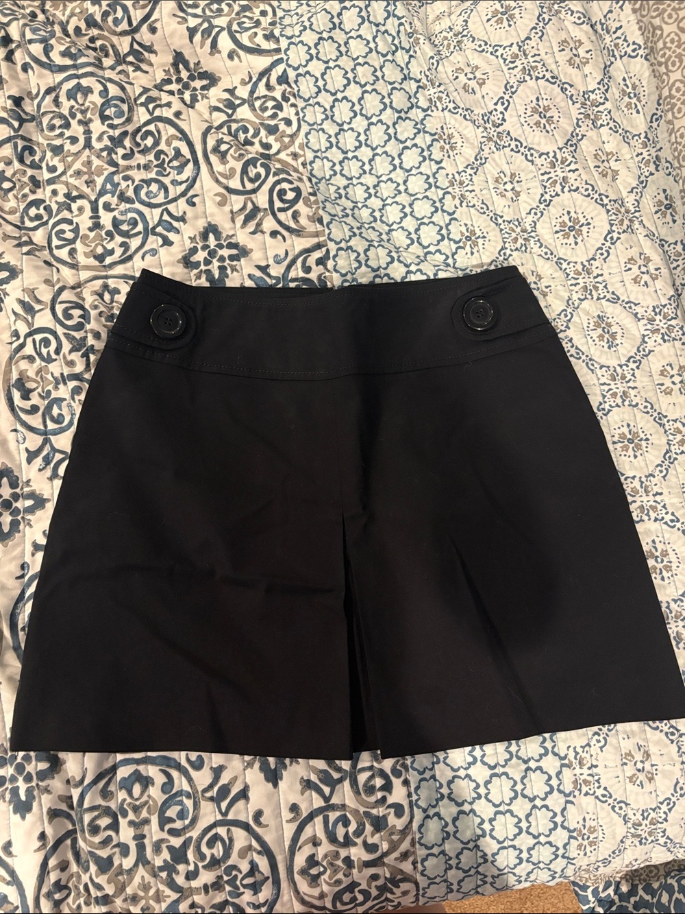 Black Mini Skirt with Buttoned Waist